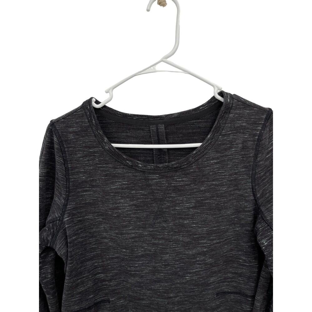 Lululemon Exhalation Sweatshirt Pullover Heathered Marked Black Size 6 - Picture 2 of 7